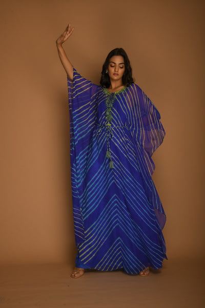 Blue leheriya kaftan tunic