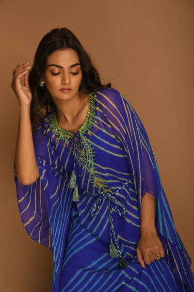 Blue leheriya kaftan tunic