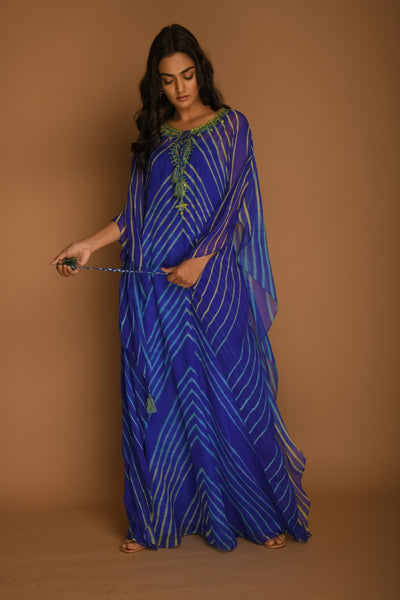 Blue leheriya kaftan tunic