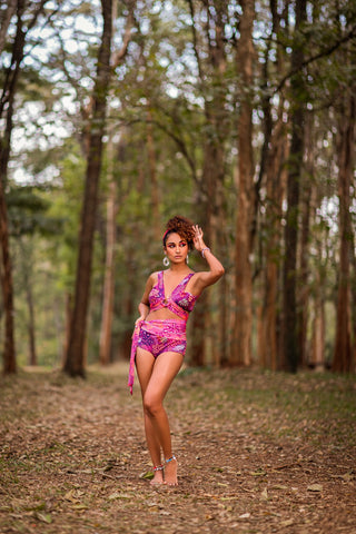 PINK AND WINE SWIMSUIT SET